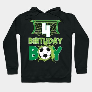4th Birthday Boy Soccer Funny B-day Gift For Boys Kids Hoodie